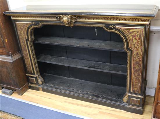 A 19th century faux boulle work ebonised bookcase W.164cm